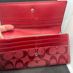 Coach Red Leather Wallets with Monogram Pattern
